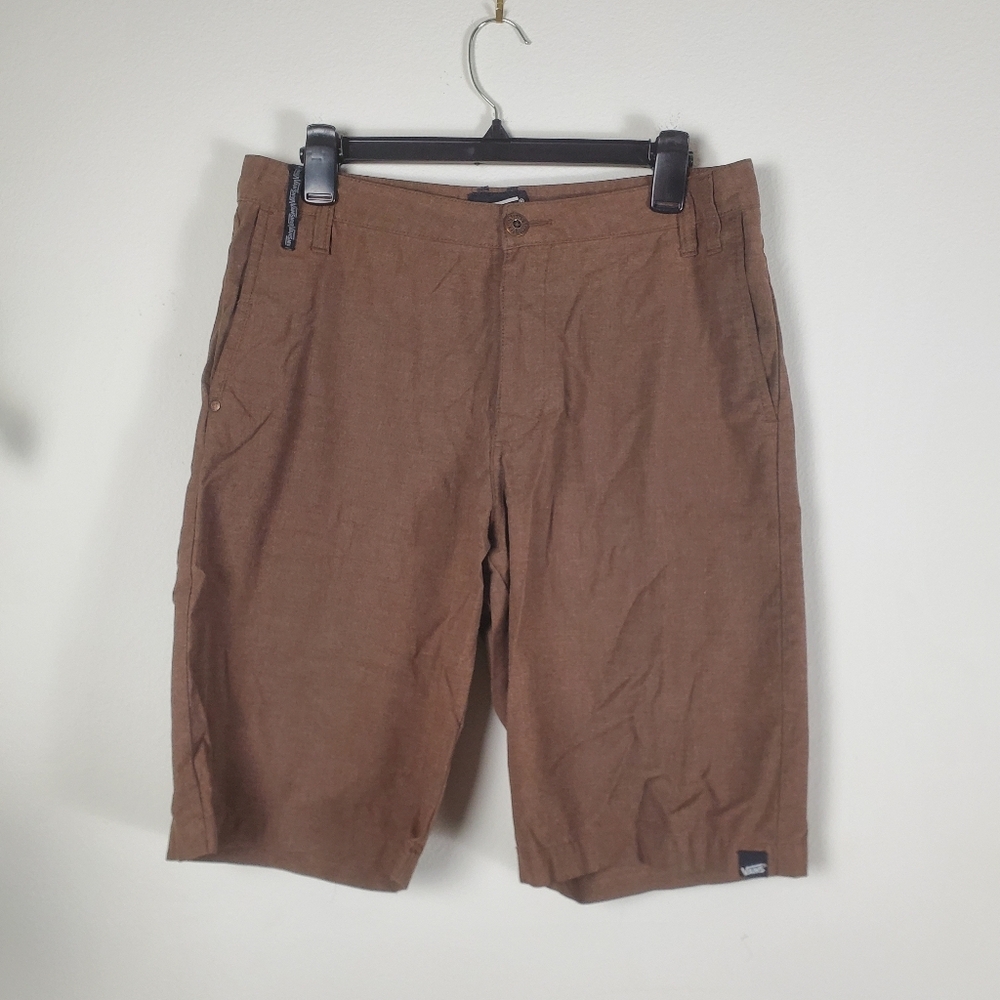 Vans Mens Dark Brown Chino Shorts Size 30 Flat Front